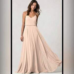 Jenny Yoo Collection BHLDN inesse champagne bridesmaids‎ maxi dress size 0